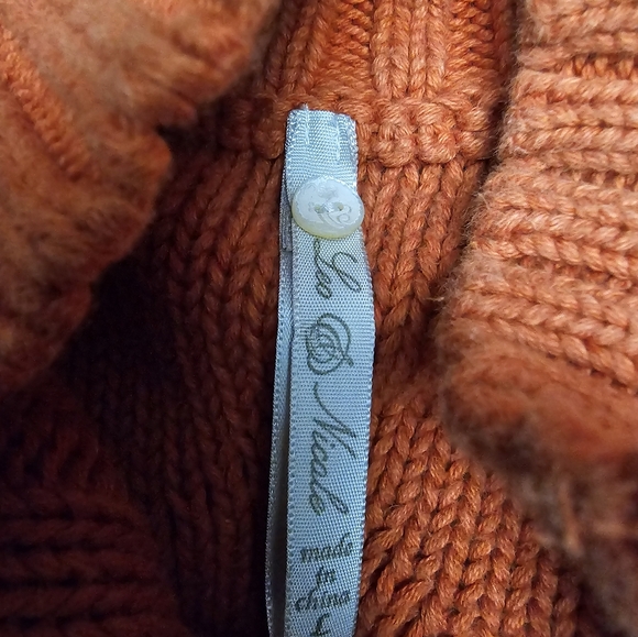 Burnt Orange Quarter Zip  Cable Knit Sweater - Picture 2 of 2